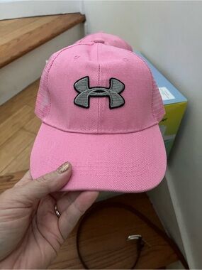Under Armour Pink Baseball-Style Trucker Hat with Gray Logo